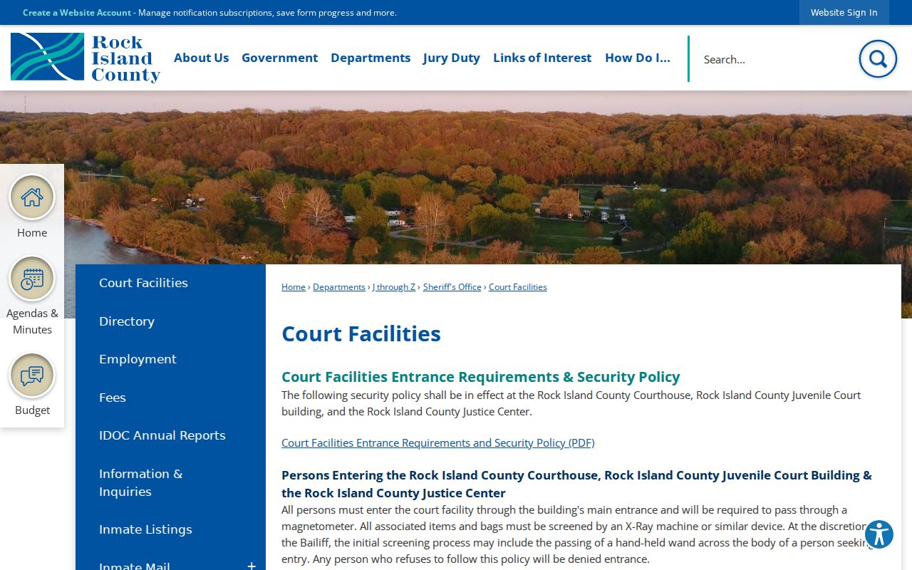 Rock Island County criminal court security and device rules