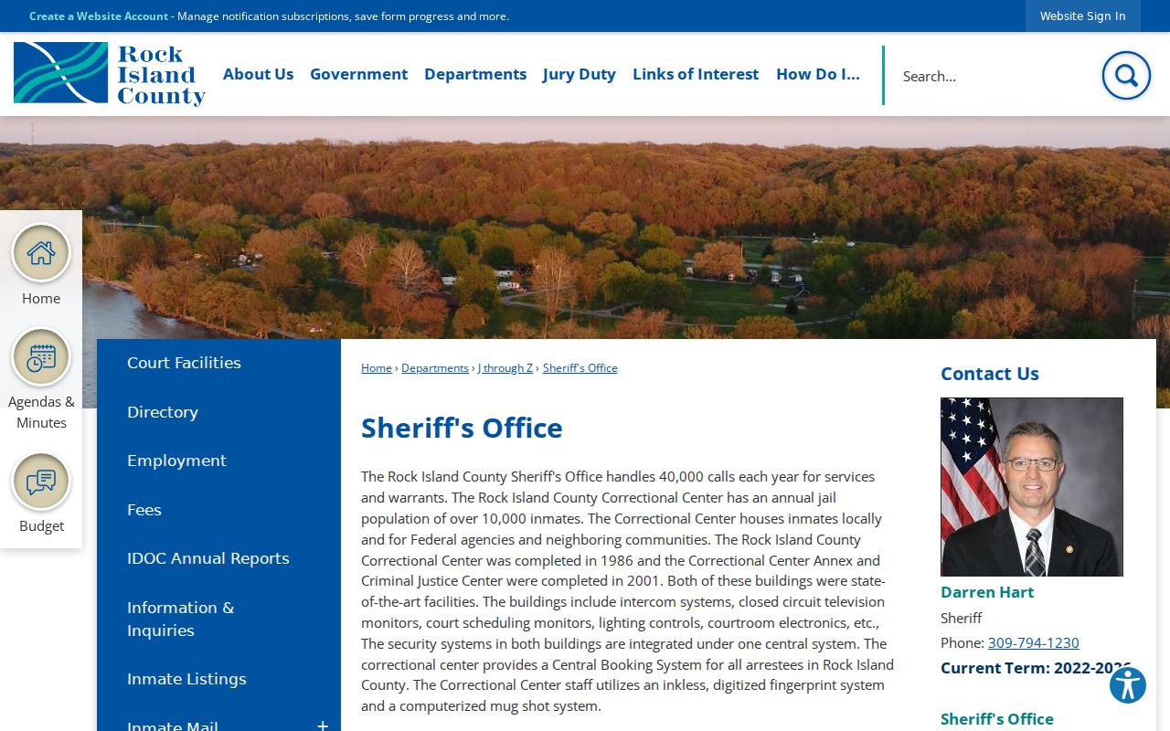 Rock Island County sheriff central booking and criminal records
