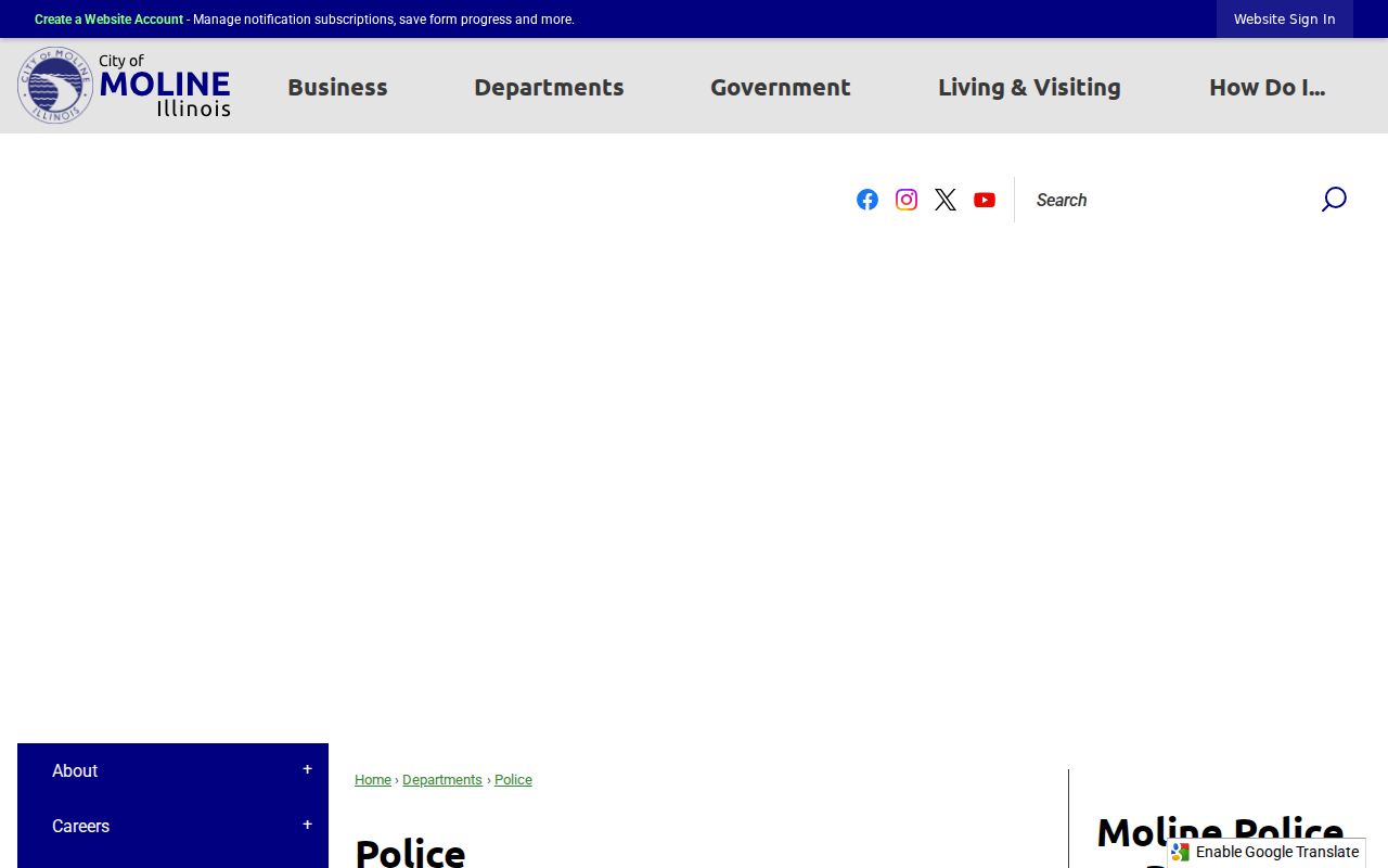 Moline criminal records police department building and contact page