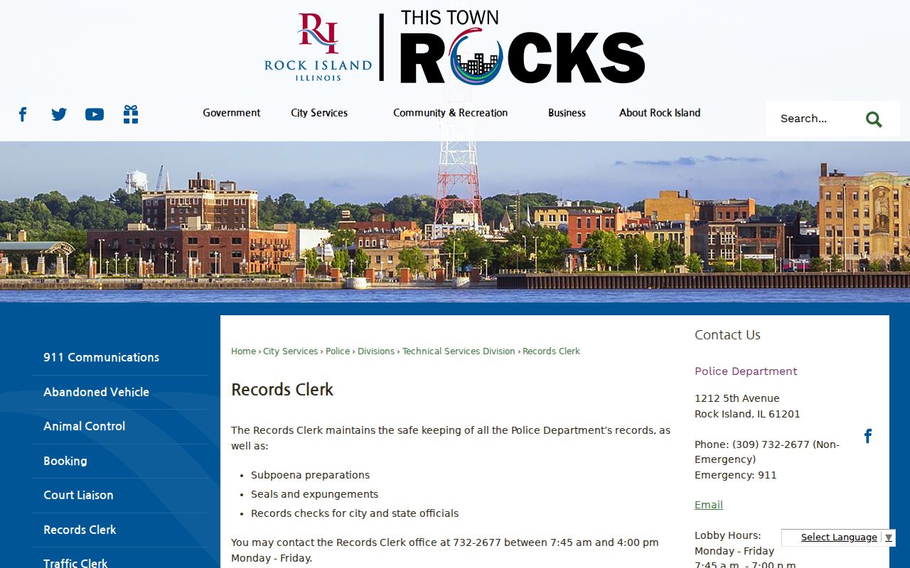 Rock Island criminal records clerk and police report access