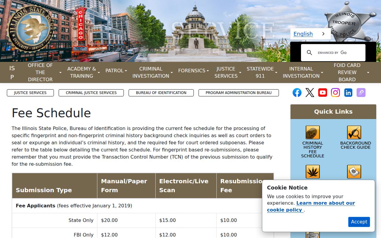 Rock Island County sex offender search and ISP inquiry fee distinctions